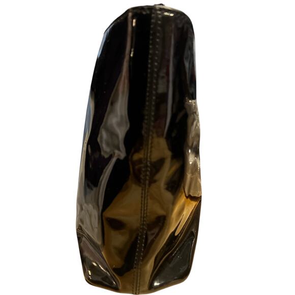 Vtg Tory Burch Perforated Logo Patent Tote Bag Purse Black Career Work Carry All - Picture 8 of 13